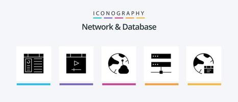 Network And Database Glyph 5 Icon Pack Including develop. app. networking. network. digital. Creative Icons Design vector