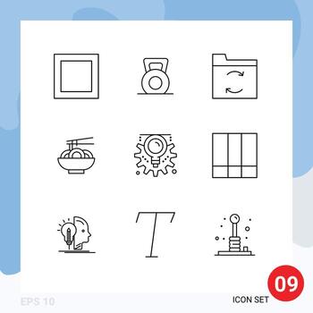conjunto de 9 iconos de interfaz de usuario modernos signos de símbolos para la idea de sincronización creativa de cuadrícula elementos de diseño vectorial editables chinos vector