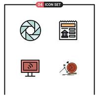 4 Filledline Flat Color concept for Websites Mobile and Apps aperture wifi photo ui target Editable Vector Design Elements