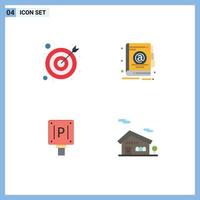 4 iconos creativos signos y símbolos modernos de dirección de hotel de flecha estacionamiento casa elementos de diseño vectorial editables vector