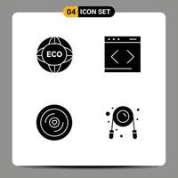 4 Creative Icons Modern Signs and Symbols of environment disk world management love Editable Vector Design Elements