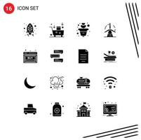 User Interface Pack of 16 Basic Solid Glyphs of buy power emarketing green clean Editable Vector Design Elements