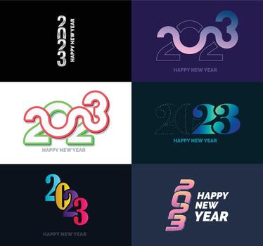 gran conjunto de 2023 feliz año nuevo diseño de texto de logotipo plantilla de diseño de número 2023 vector