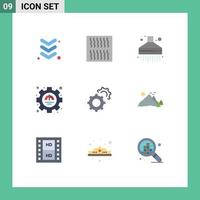 Modern Set of 9 Flat Colors and symbols such as landscape setting kitchen gears productivity Editable Vector Design Elements