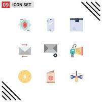 Flat Color Pack of 9 Universal Symbols of message arrow box share shipping Editable Vector Design Elements