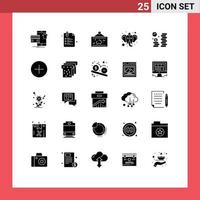 Set of 25 Vector Solid Glyphs on Grid for hinduism ganesha back to school beliefs photo Editable Vector Design Elements