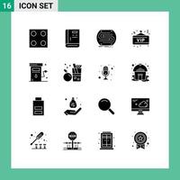 16 User Interface Solid Glyph Pack of modern Signs and Symbols of energy night business board pitch Editable Vector Design Elements