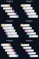 plantilla de diapositiva de presentación del paquete de infografías vectoriales 6 diagramas de ciclo de 5 pasos y líneas de tiempo vector