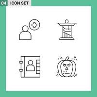 Set of 4 Modern UI Icons Symbols Signs for add phone jesus landmark halloween Editable Vector Design Elements
