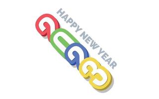 3D Happy new year 2023 logo design vector