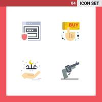 4 User Interface Flat Icon Pack of modern Signs and Symbols of gdpr lettering storage click celebration Editable Vector Design Elements