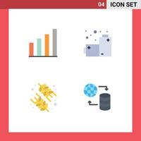 Group of 4 Modern Flat Icons Set for analytic healthy user pollution hosting Editable Vector Design Elements