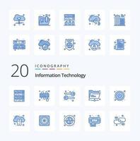 20 Information Technology Blue Color icon Pack like backup power cryptography shared internet vector