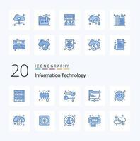 20 Information Technology Blue Color icon Pack like backup power cryptography shared internet vector