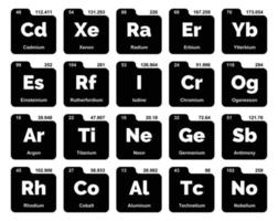 diseño de paquete de iconos de 20 tablas preiodicas de los elementos vector