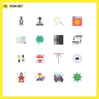 conjunto de 16 iconos de interfaz de usuario modernos signos de símbolos para brotes de automóviles carreras limpieza cristiana paquete editable de elementos de diseño de vectores creativos