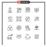 Outline Pack of 16 Universal Symbols of ice vision funds marketing eye Editable Vector Design Elements