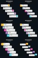 Vector 6 Infographics Pack Presentation slide template 5 Steps cycle diagrams and timelines