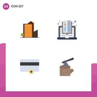 4 Universal Flat Icon Signs Symbols of building finance tower computer payments Editable Vector Design Elements