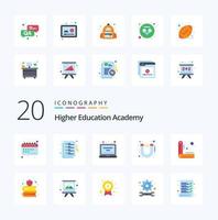 paquete de iconos de color plano de 20 academias como imán de estudio de cuenta de diseño de regla vector