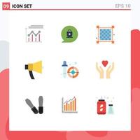 Set of 9 Modern UI Icons Symbols Signs for dropper speaker grid megaphone announcement Editable Vector Design Elements