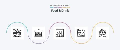 Food And Drink Line 5 Icon Pack Including food. drink. food. kitchen. fast food vector