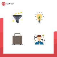 User Interface Pack of 4 Basic Flat Icons of analysis tourist bulb energy learn Editable Vector Design Elements