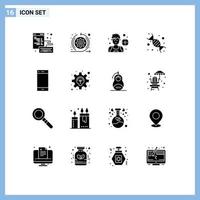 Modern Set of 16 Solid Glyphs and symbols such as contact genetic football education biology Editable Vector Design Elements