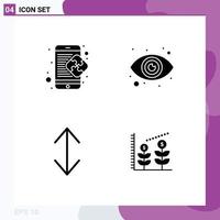 Mobile Interface Solid Glyph Set of Pictograms of creative down mobile eyeball finance Editable Vector Design Elements