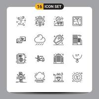 16 User Interface Outline Pack of modern Signs and Symbols of message chat accountant hock female Editable Vector Design Elements