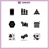 Pack of 9 creative Solid Glyphs of communication user interface school settings flower Editable Vector Design Elements