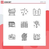 9 User Interface Outline Pack of modern Signs and Symbols of economy textures harbor texture layer Editable Vector Design Elements