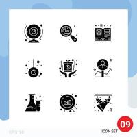 Modern Set of 9 Solid Glyphs Pictograph of award pendulum search movement schoolbook Editable Vector Design Elements