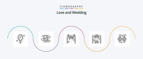 paquete de iconos de línea de boda 5 que incluye aretes. sala de estar. arco. boda. arco vector