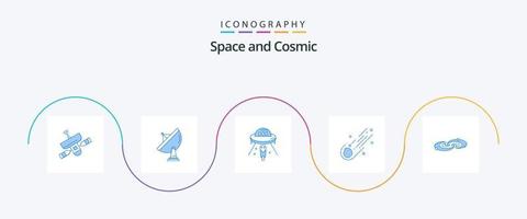 paquete de iconos space blue 5 que incluye astronomía. Marte. espacio. astronave. espacio vector