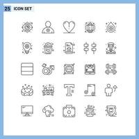 conjunto de 25 iconos modernos de ui símbolos signos para la innovación ayuda amor antídoto año nuevo elementos de diseño vectorial editables vector