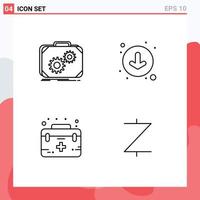 Stock Vector Icon Pack of 4 Line Signs and Symbols for briefcase case progress circle medical Editable Vector Design Elements