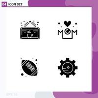 4 Thematic Vector Solid Glyphs and Editable Symbols of drink mother cup heart education Editable Vector Design Elements