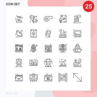 conjunto de 25 iconos modernos de ui símbolos signos para boicot de basura silbato boleta invención elementos de diseño vectorial editables vector