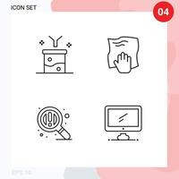 grupo de 4 signos y símbolos de colores planos de línea de llenado para big data y concepto científico embudo de fregado búsqueda manual elementos de diseño de vectores editables