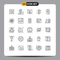 Pack of 25 Modern Lines Signs and Symbols for Web Print Media such as scan thermometer bandage temperature internet of things Editable Vector Design Elements