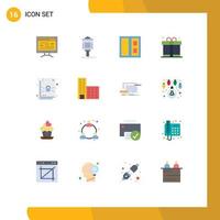 Group of 16 Modern Flat Colors Set for computer building education service door Editable Pack of Creative Vector Design Elements