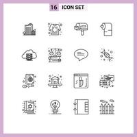 16 Thematic Vector Outlines and Editable Symbols of computing cloud sketch tissue cleaning Editable Vector Design Elements