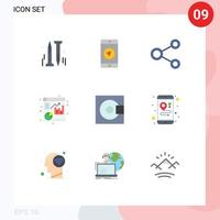 9 Universal Flat Color Signs Symbols of minidisc devices link report analytics Editable Vector Design Elements