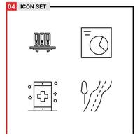 User Interface Pack of 4 Basic Filledline Flat Colors of files wireframe database storage disease Editable Vector Design Elements