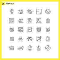 Group of 25 Lines Signs and Symbols for decoration turn network layout jewelry Editable Vector Design Elements