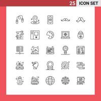 Set of 25 Commercial Lines pack for user campaign pin men movember Editable Vector Design Elements