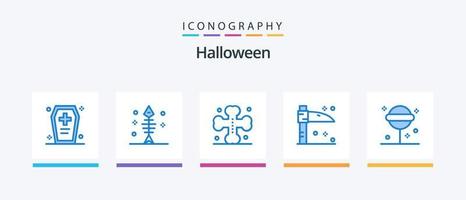 Halloween Blue 5 Icon Pack Including halloween. scythe. seafood. holiday. halloween. Creative Icons Design vector