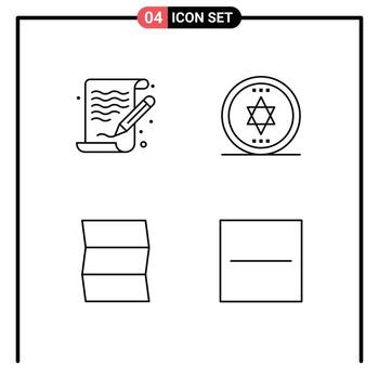 Paquete de 4 líneas de interfaz de usuario de signos y símbolos modernos del archivo de viaje de arte magia eliminar elementos de diseño vectorial editables vector