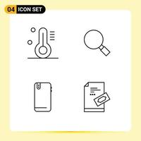 Line Pack of 4 Universal Symbols of temperature mobile glass search back Editable Vector Design Elements